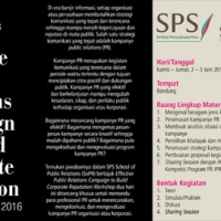 Thumbnail for "School of Public Relations (SoPR) - Effective Public Relations Campaign to Build Corporate Reputation - Bandung, 2-3 Juni 2016"